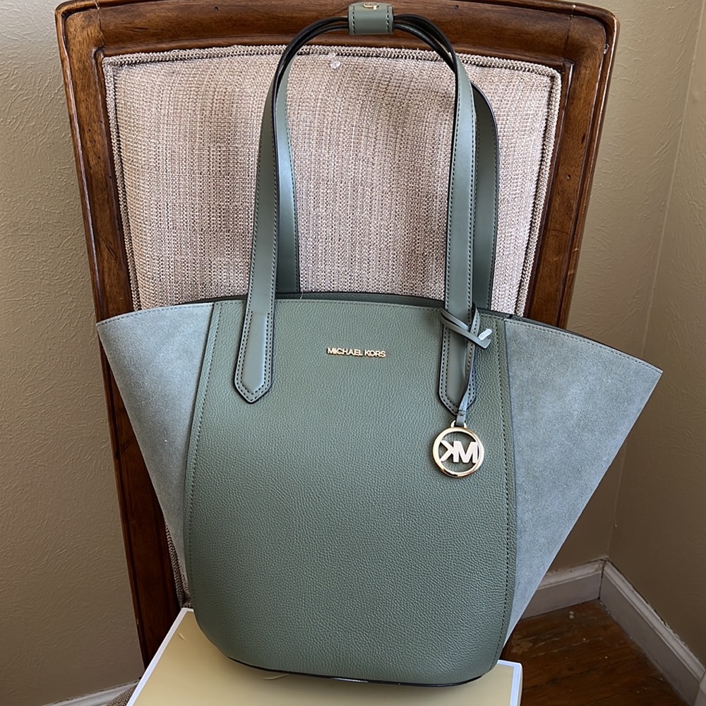 Michael Kors Portia Large Tote Leather Army Green - Picture 2 of 13